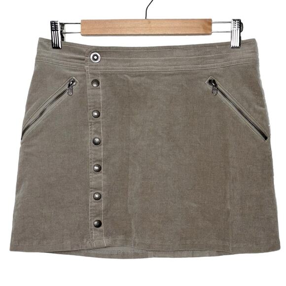 Kuhl Streamline Stretch Corduroy Mini Skirt Snap Front Women's Size 4 Tan - Picture 2 of 16